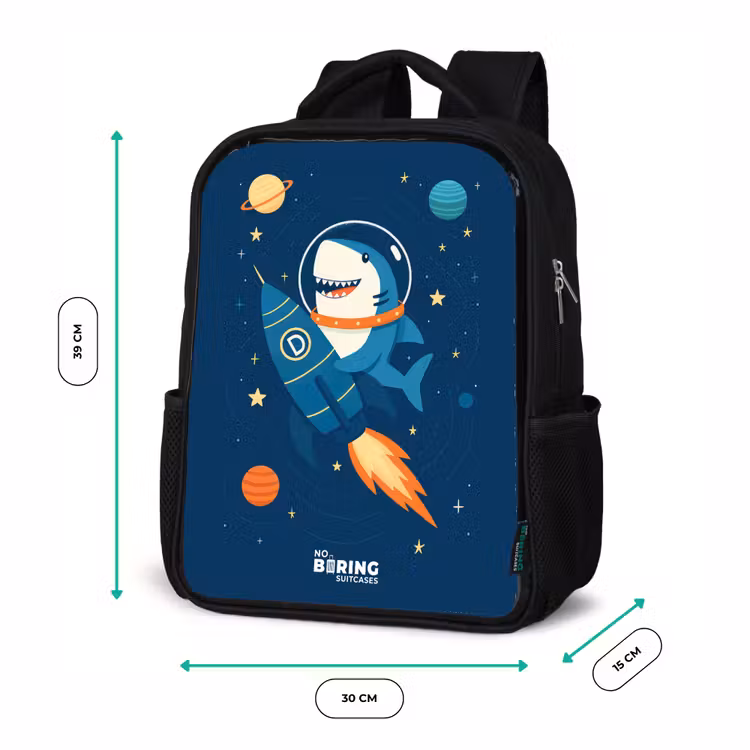 Kinderrucksack - Schwarz - Tier - Weltraum - Planet - Rakete — 6