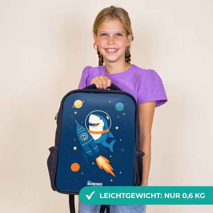 Kinderrucksack - Schwarz - Tier - Weltraum - Planet - Rakete — 7