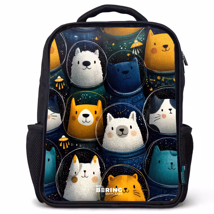 Kinderrucksack - Schwarz - Tiere - Sterne - Planeten - Astronaut — 1