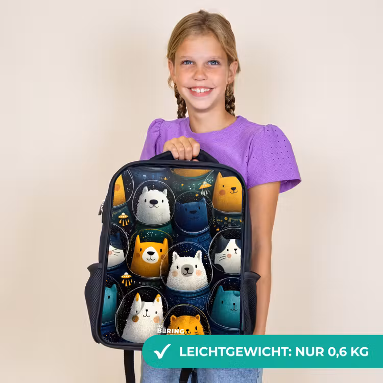 Kinderrucksack - Schwarz - Tiere - Sterne - Planeten - Astronaut — 7