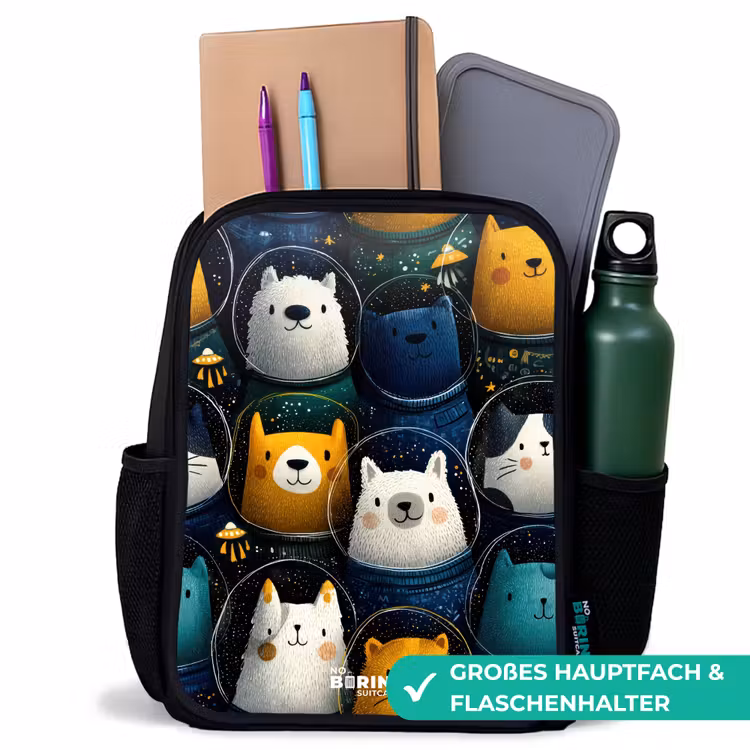 Kinderrucksack - Schwarz - Tiere - Sterne - Planeten - Astronaut — 8