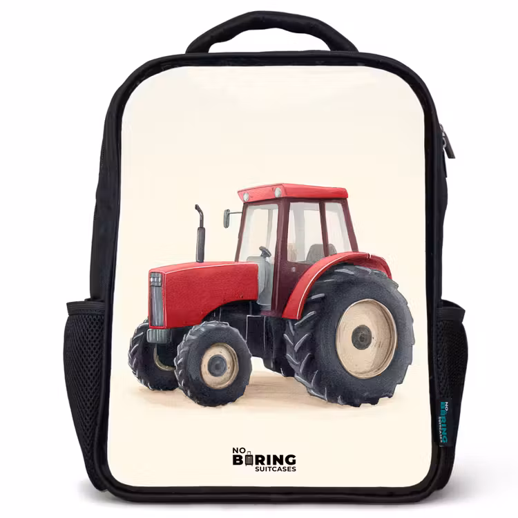 Kinderrucksack - Schwarz - Traktor - Signiert - Rot — 1
