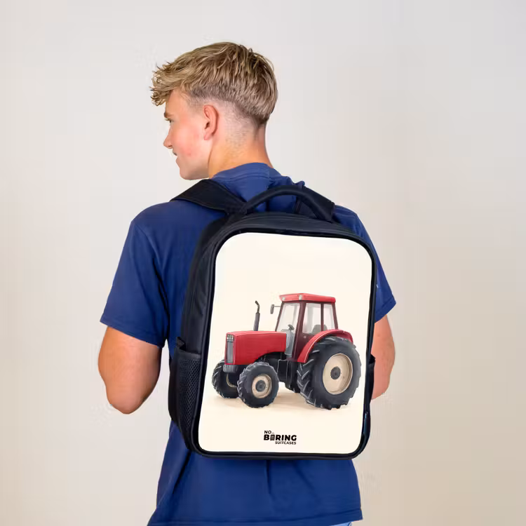 Kinderrucksack - Schwarz - Traktor - Signiert - Rot — 3