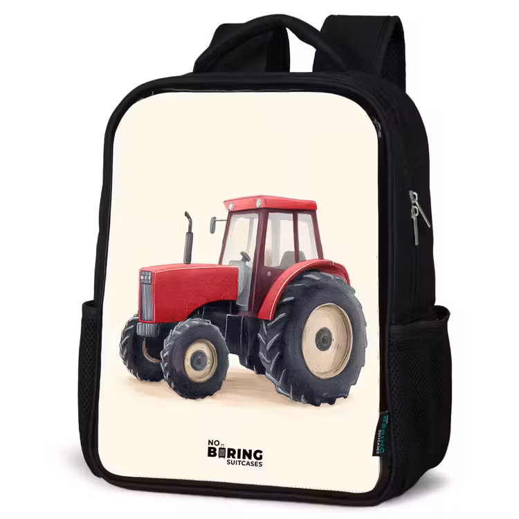 Kinderrucksack - Schwarz - Traktor - Signiert - Rot — 4