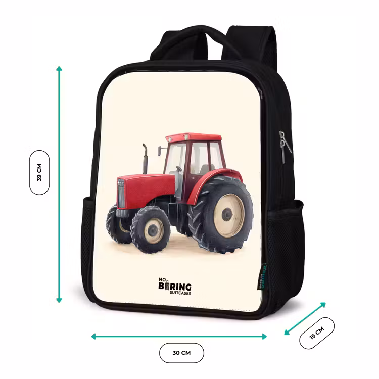 Kinderrucksack - Schwarz - Traktor - Signiert - Rot — 6