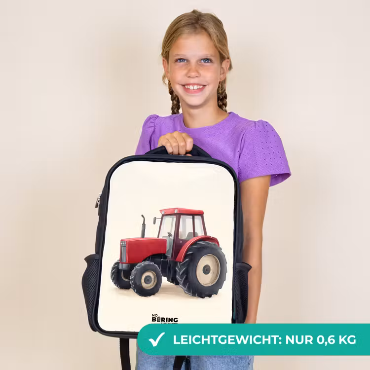 Kinderrucksack - Schwarz - Traktor - Signiert - Rot — 7