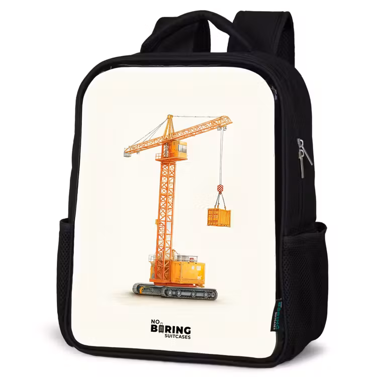 Kinderrucksack - Schwarz - Turmkran - Signiert - Orange — 4