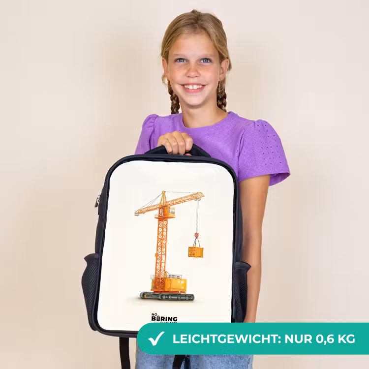 Kinderrucksack - Schwarz - Turmkran - Signiert - Orange — 7