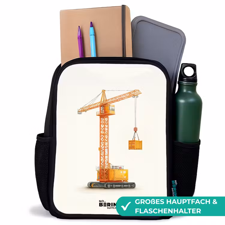Kinderrucksack - Schwarz - Turmkran - Signiert - Orange — 8