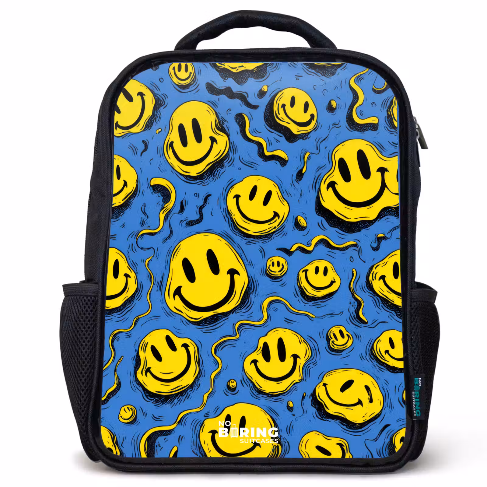 Kinderrucksack - Schwarz - Smiley - Gelb - Blau — 1