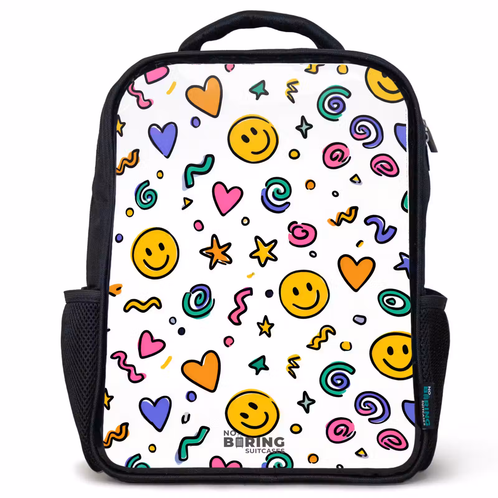 Kinderrucksack - Schwarz - Smiley - Herz - Stern — 1