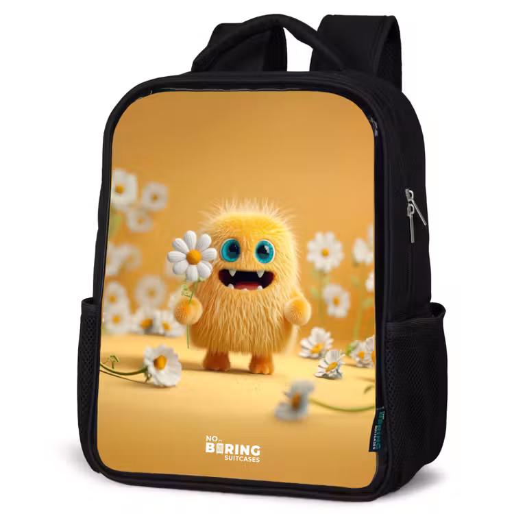 Kinderrucksack - Schwarz - Monster - Kreatur - Blume - Gelb — 4