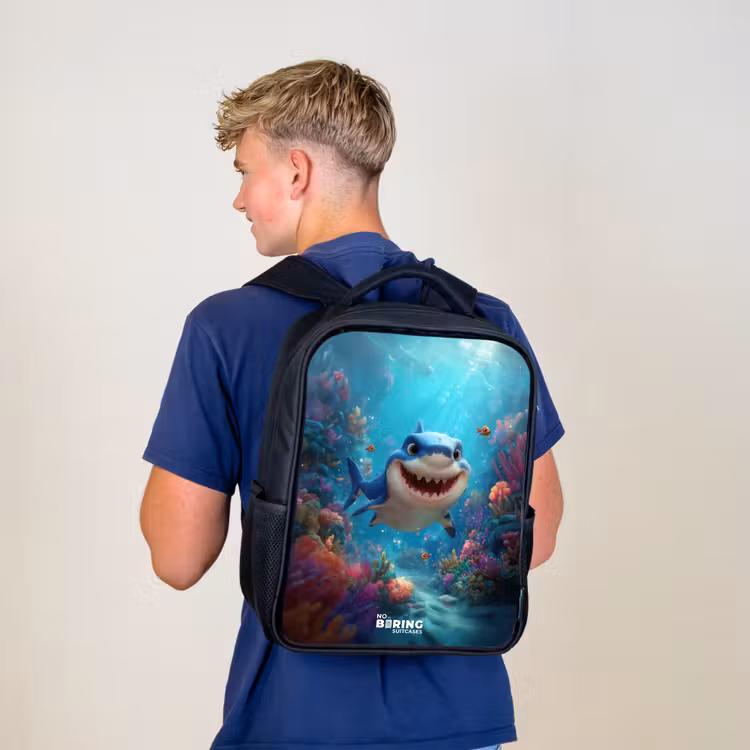 Kinderrucksack - Schwarz - Riff - Koralle - Hai - Tier — 3