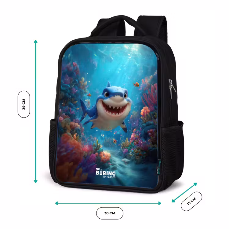 Kinderrucksack - Schwarz - Riff - Koralle - Hai - Tier — 6