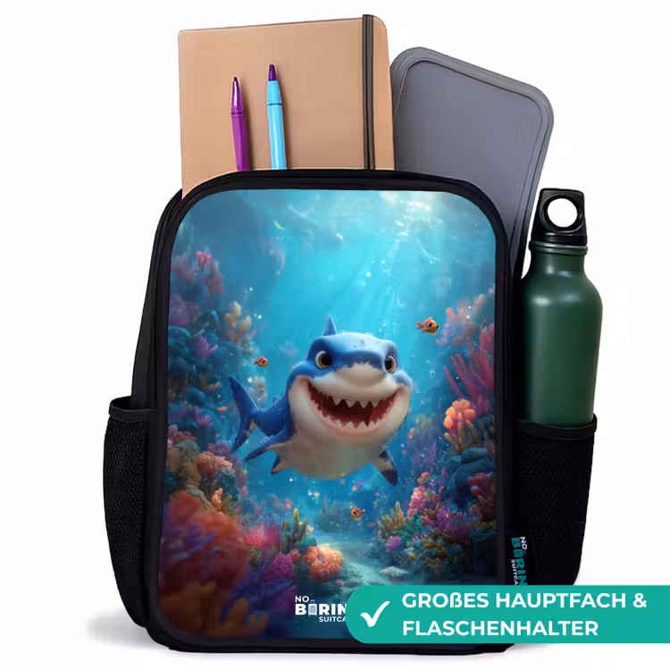 Kinderrucksack - Schwarz - Riff - Koralle - Hai - Tier — 8