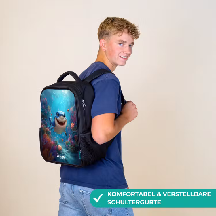 Kinderrucksack - Schwarz - Riff - Koralle - Hai - Tier — 9