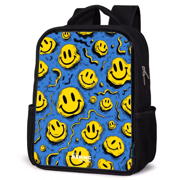 Kinderrucksack - Schwarz - Smiley - Gelb - Blau — 4