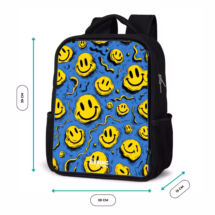 Kinderrucksack - Schwarz - Smiley - Gelb - Blau — 6