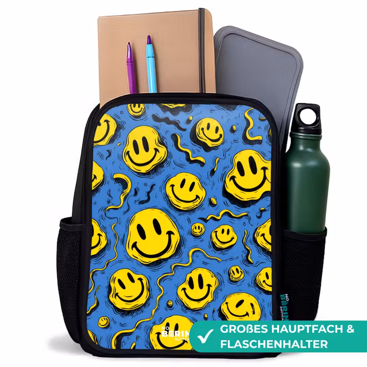 Kinderrucksack - Schwarz - Smiley - Gelb - Blau — 8
