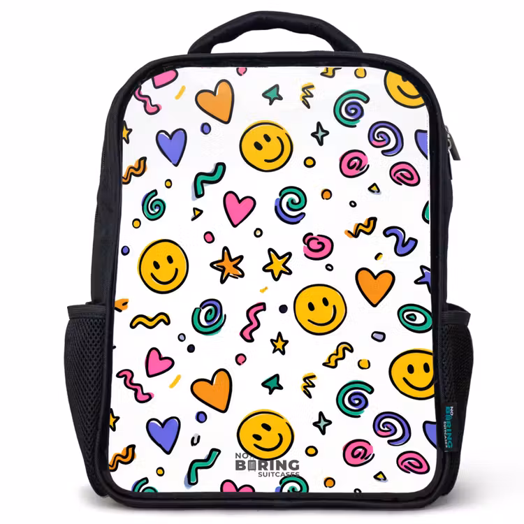 Kinderrucksack - Schwarz - Smiley - Herz - Stern — 1