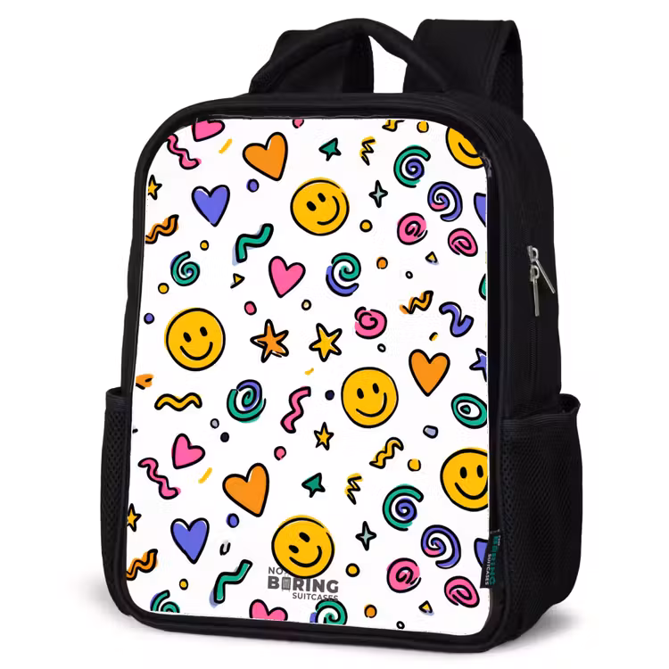 Kinderrucksack - Schwarz - Smiley - Herz - Stern — 4