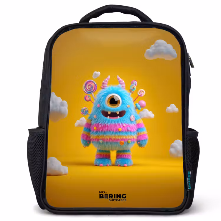 Kinderrucksack - Schwarz - Süßigkeiten - Monster - Regenbogen — 1
