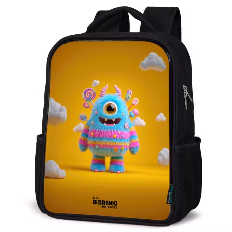 Kinderrucksack - Schwarz - Süßigkeiten - Monster - Regenbogen — 4