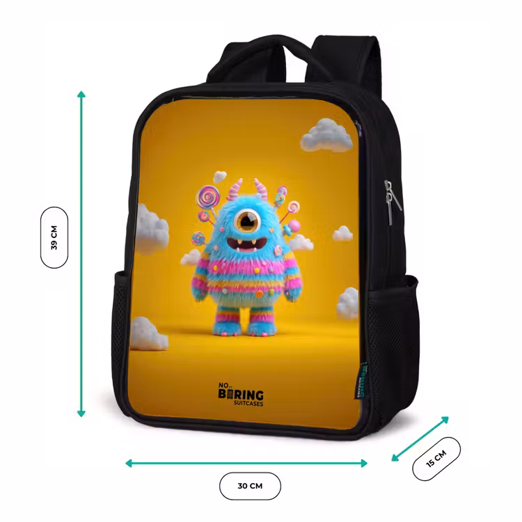Kinderrucksack - Schwarz - Süßigkeiten - Monster - Regenbogen — 6