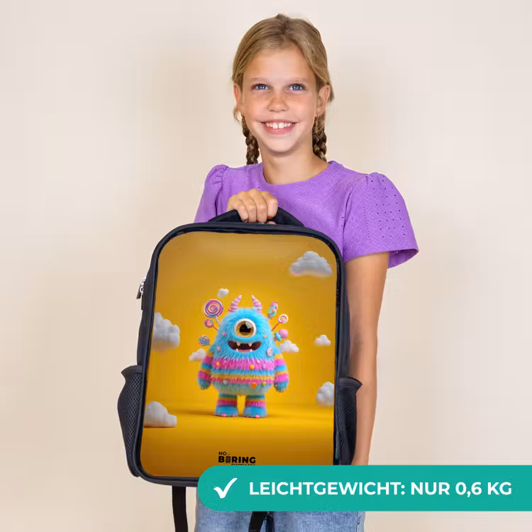 Kinderrucksack - Schwarz - Süßigkeiten - Monster - Regenbogen — 7