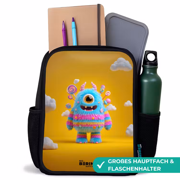 Kinderrucksack - Schwarz - Süßigkeiten - Monster - Regenbogen — 8