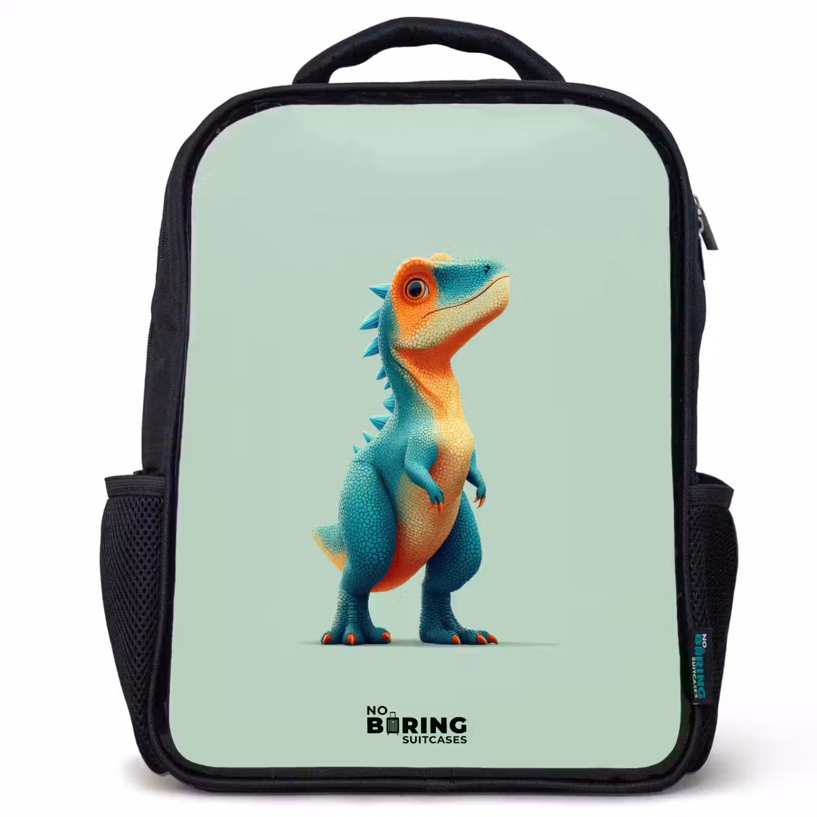 Kinderrucksack - Schwarz - Dino - Tier - Grün - Orange — 1