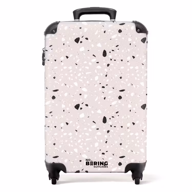 Koffer - Terrazzo-Muster beige mit schwarz und weiß — 1