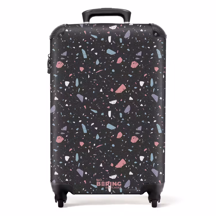 Koffer - Terrazzo-Muster schwarz mit Pastell — 1