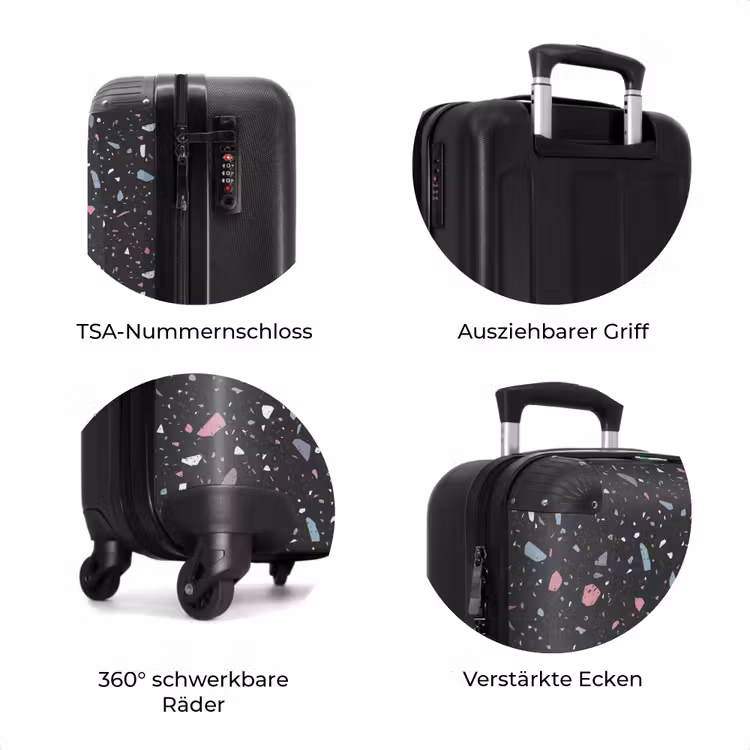 Koffer - Terrazzo-Muster schwarz mit Pastell — 7