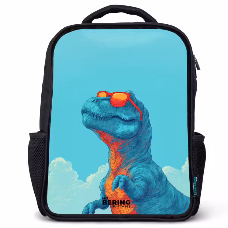 Kinderrucksack - Schwarz - Dino - Sonnenbrille - Blau — 1