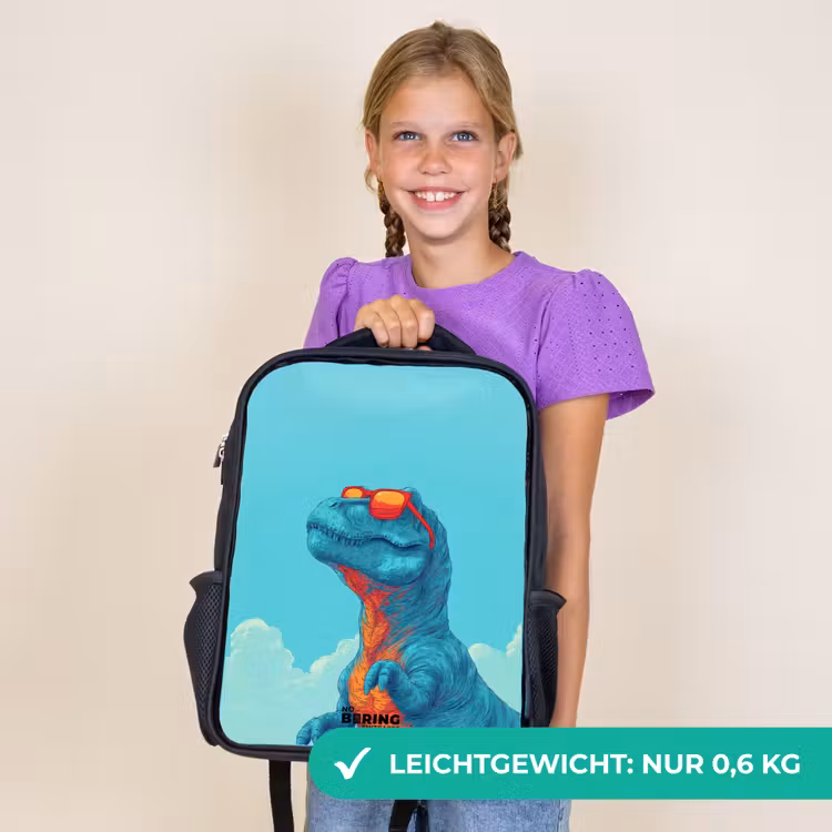 Kinderrucksack - Schwarz - Dino - Sonnenbrille - Blau — 7