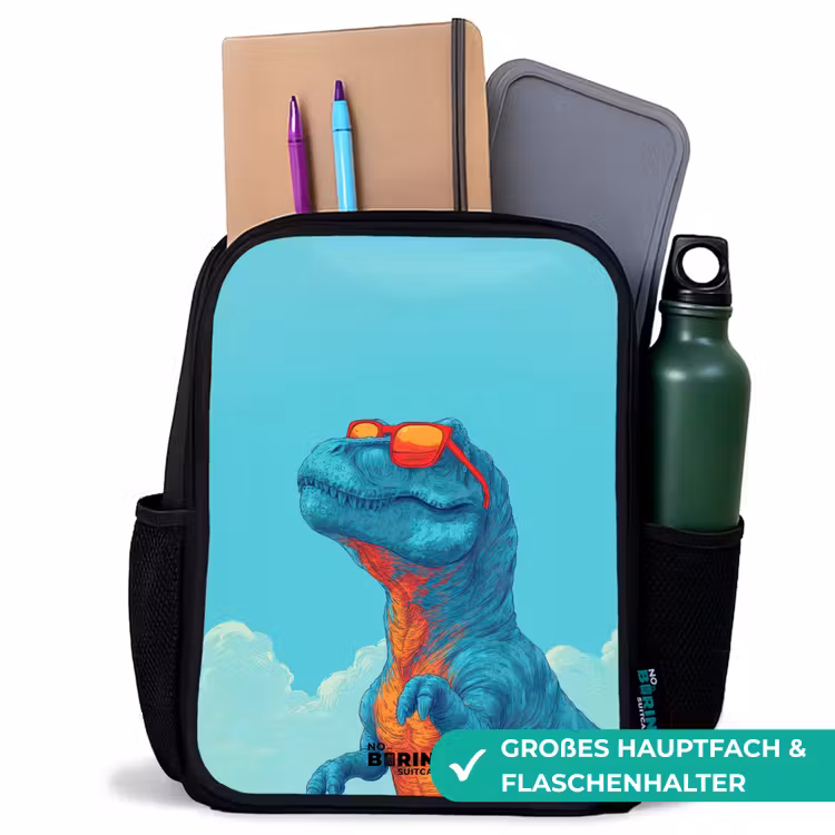 Kinderrucksack - Schwarz - Dino - Sonnenbrille - Blau — 8