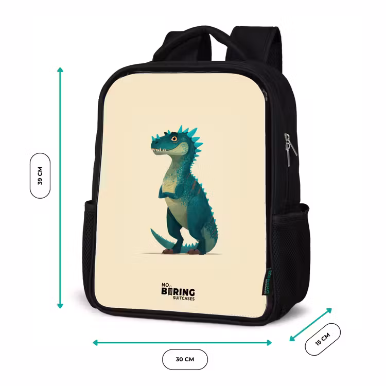 Kinderrucksack - Schwarz - Dino - Tier - Blau - Grün — 6