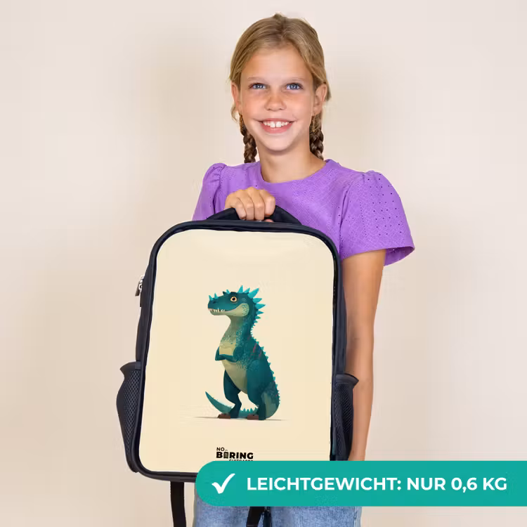 Kinderrucksack - Schwarz - Dino - Tier - Blau - Grün — 7