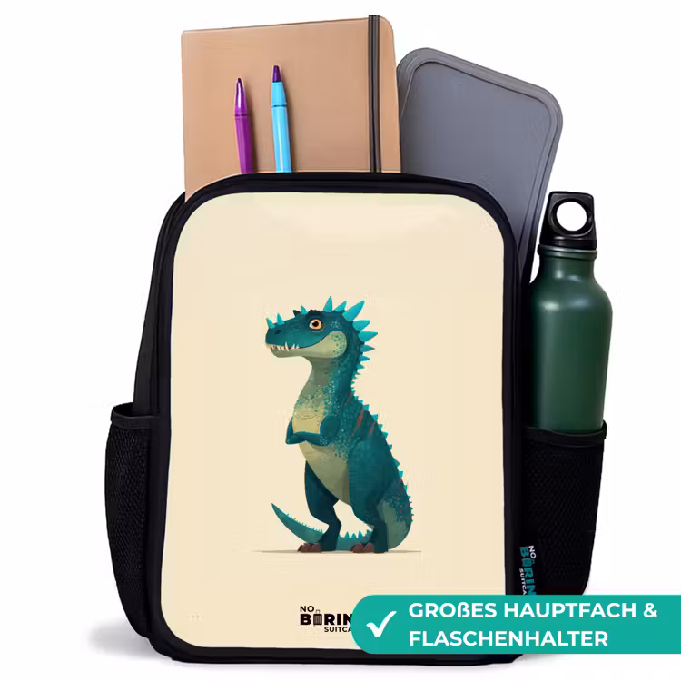 Kinderrucksack - Schwarz - Dino - Tier - Blau - Grün — 8