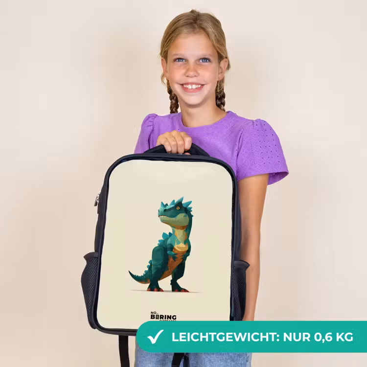 Kinderrucksack - Schwarz - Dino - Tier - Grün — 7