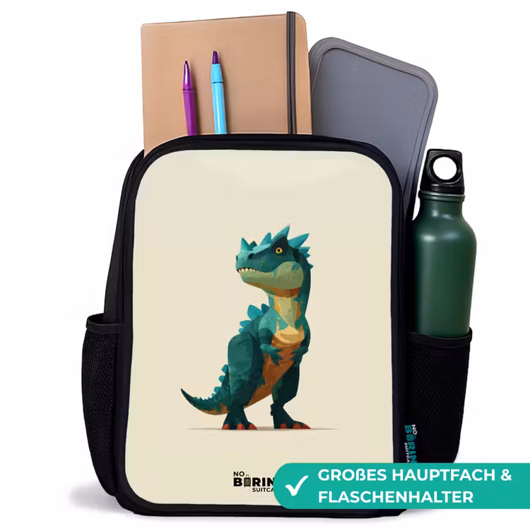 Kinderrucksack - Schwarz - Dino - Tier - Grün — 8