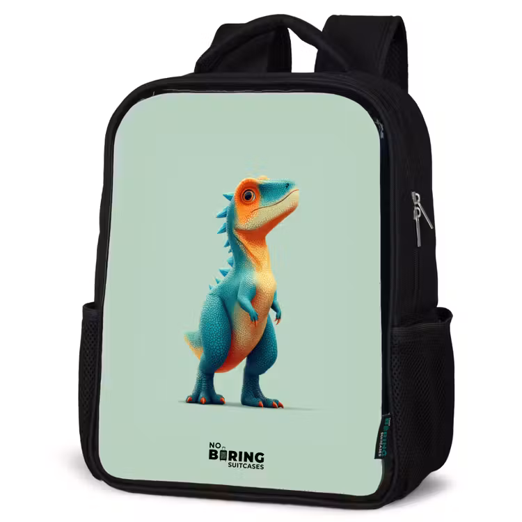 Kinderrucksack - Schwarz - Dino - Tier - Grün - Orange — 4
