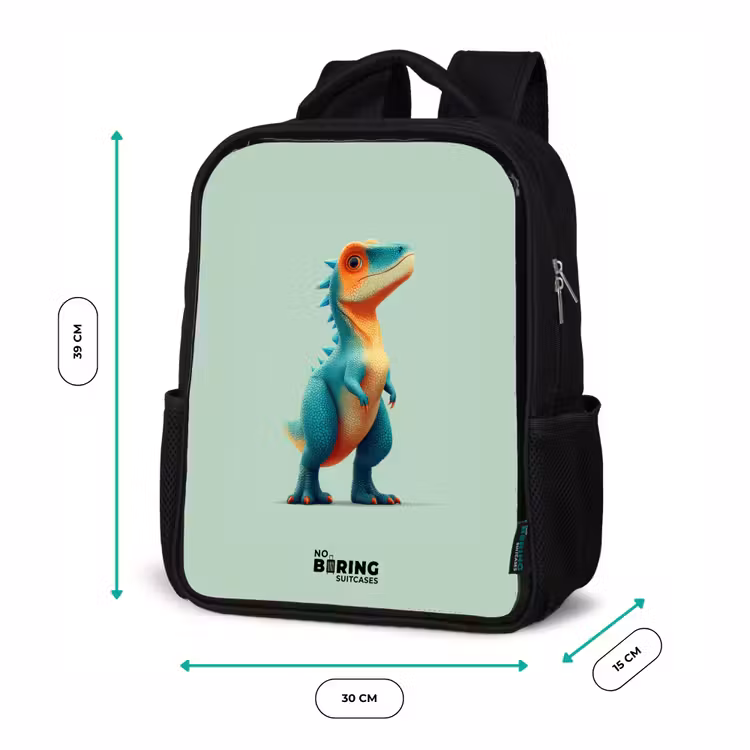 Kinderrucksack - Schwarz - Dino - Tier - Grün - Orange — 6