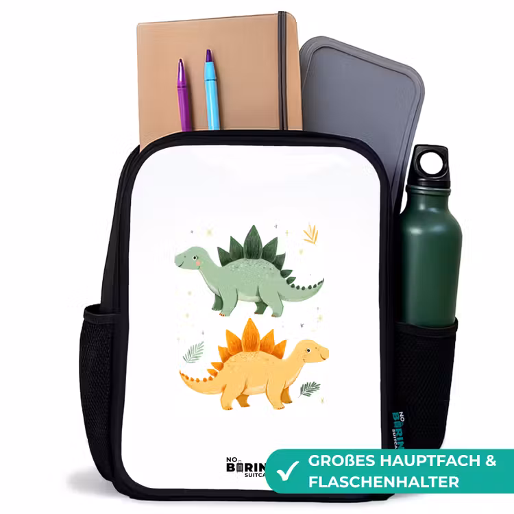 Kinderrucksack - Schwarz - Dinos - Tiere - Grün - Orange — 8
