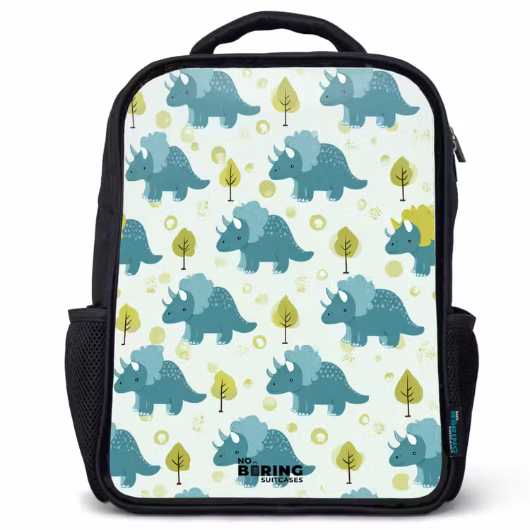 Kinderrucksack - Schwarz - Dinosaurier - Muster - Natur — 1