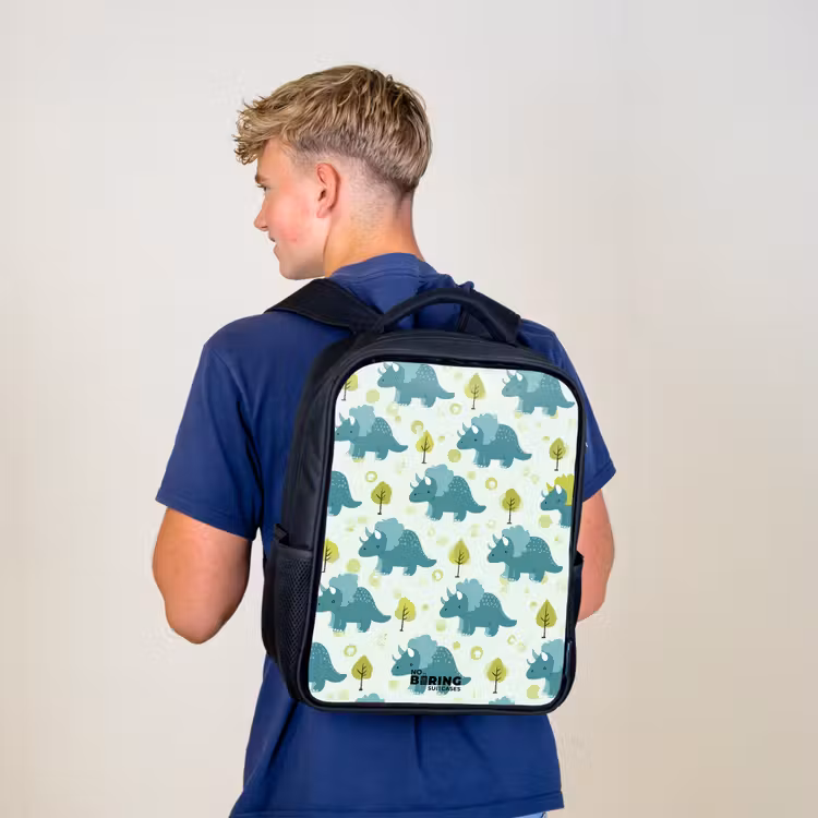 Kinderrucksack - Schwarz - Dinosaurier - Muster - Natur — 3
