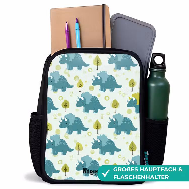 Kinderrucksack - Schwarz - Dinosaurier - Muster - Natur — 8