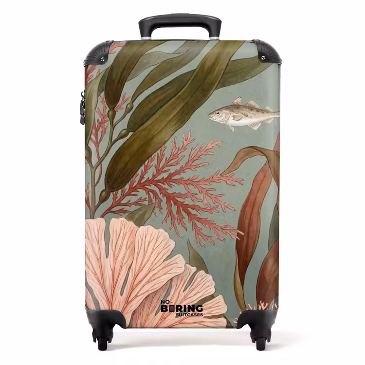 Koffer - Unterwasser – Pflanzen – Fische – Vintage – Grün — 1