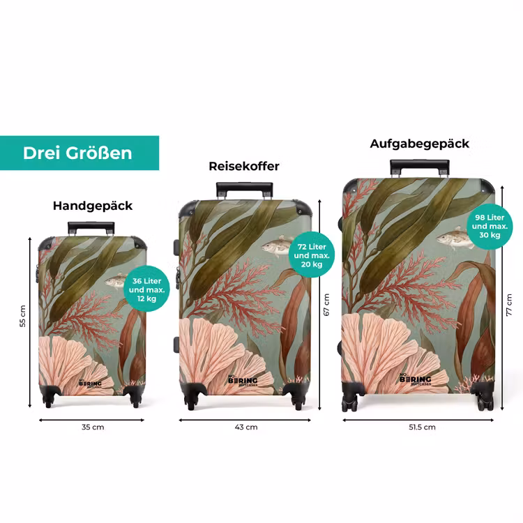 Koffer - Unterwasser – Pflanzen – Fische – Vintage – Grün — 3